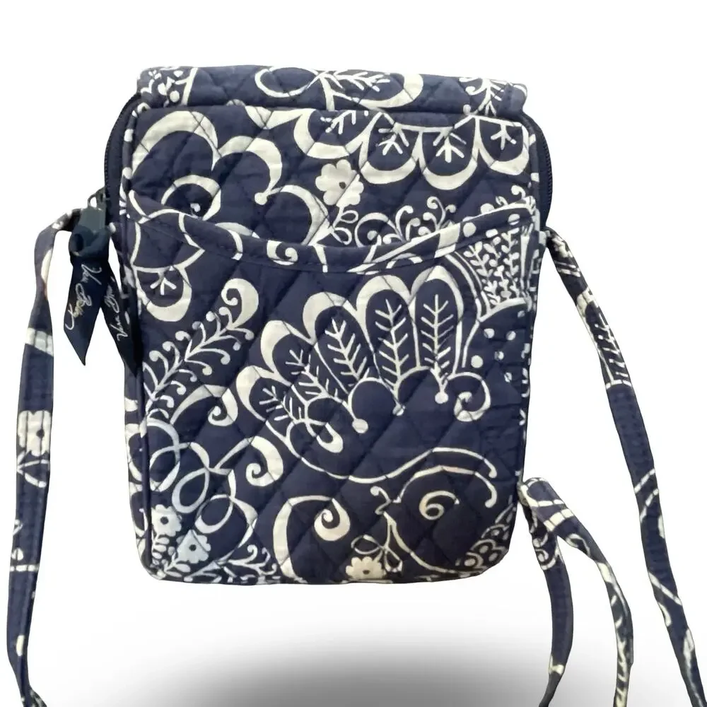 Vera Bradley Mini Hipster Indigo Pop Crossbody Bag Floral Blue White Quilted